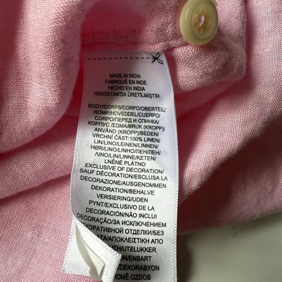 RALPH LAUREN 100% Linen Short Sleeve Button Down Shirt Mens 2XLT Pink Floral - Picture 9 of 16